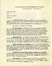 AWHS contract, page 1. (The Legacy Center Archives and Special Collections)