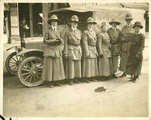 The first group of women physicians leaving for AWH service, 1918. (The Legacy Center Archives and Special Collections)