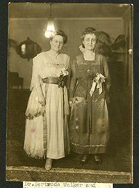 Dr. Gertrude Walker and Mrs. Currier at fundraising event, 1918. (The Legacy Center Archives and Special Collections)