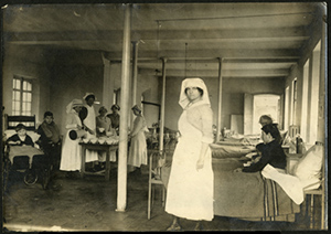 Meal time in the ward at Luzancy, circa 1918. (The Legacy Center Archives and Special Collections)
