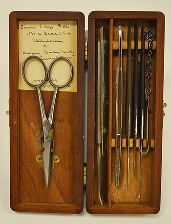 Dissection kit similar to those used by Dr. Weaver and his students, circa 1900 (The Legacy Center Archives and Special Collections)