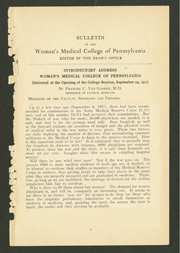 First page of Woman's Medical College Bulletin, December 1917, edited (The Legacy Center Archives and Special Collections)