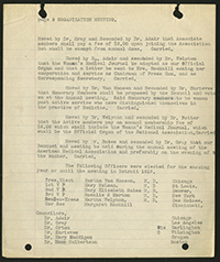 Typed minutes of the founding meeting of AMWA, 1915. Page 2. (The Legacy Center Archives and Special Collections)